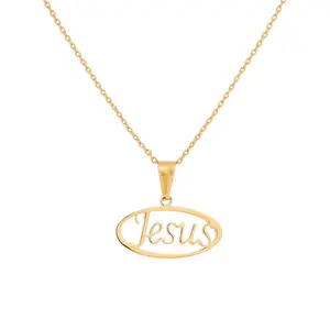 Religious Jewelry 18k Gold Plated Jesus name Necklace Jesus Piece Pendants Chains