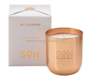 Bougie en cire de soja écologique en métal cuivre de luxe avec logo gravé - Product Image 1