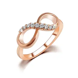 新款热销优质时尚合金玫瑰金镀金高级珠宝锆石戒指无限水晶戒指女士最佳礼物