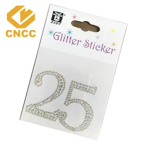 Custom Printing AB Colorful Adhesive Rhinestone Sticker Letter Number Crystal Diamond Sticker