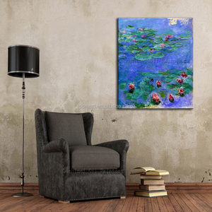 Superbes compétences artiste fait à la main <span class=keywords><strong>Claude</strong></span> Monet nénuphar fleur peinture à l'huile toile Reproduction décoration murale 'nénuphars huile - Product Image 3