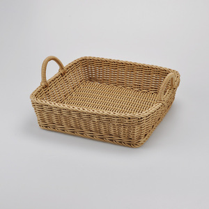 Panier en rotin PP kaki de haute qualité panier de stockage de nourriture à usage domestique en plastique - Product Image 3