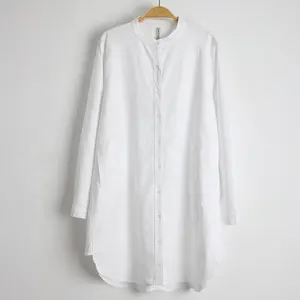 Chemise longue blanche en coton Oxford pour femme, nouvelle collection automne 2019, vêtement ample, grande taille, tendance Europe et états-unis