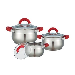 Produzione professionale grande pancia forma stufato pentola di acciaio inox set di pentole - Product Image 1