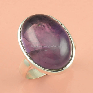 Bague en pierre précieuse d'améthyste naturelle en argent sterling 925 Bijoux de mariage antiques de fournisseur de bijoux de pierres précieuses en argent de confiance - Product Image 1
