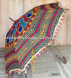 Rajasthani ร่มผ้าฝ้ายปักมือสไตล์วินเทจ,ร่มกันแดดสไตล์อินเดีย - Product Image 1