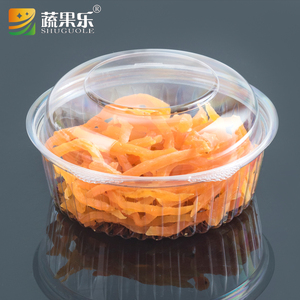 Plastic Bowls With Lid Disposable Custom Size Transparent Round Disposable Plastic Container Salad Bowl With Hinged Lid