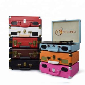 Desonic Lecteur de disques vinyles <span class=keywords><strong>rose</strong></span> classique en forme de valise, tourne-disque <span class=keywords><strong>vinyle</strong></span>, lecteur LP, Bluetooth, lecture USB/SD, haut-parleurs intégrés avec batterie - Product Image 6