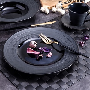 Assiettes à dîner <span class=keywords><strong>noires</strong></span> mates, ensemble d'assiettes rondes et Plates, taille 7 pouces, 8 pouces, 9 pouces, 10.5 pouces, 12 pouces - Product Image 2