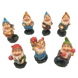 Mini Gnome Figürleri Bahçe Dekorasyon Reçine Yedi Cüceler Heykelleri
