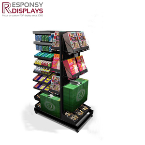 Estante de exhibición acrílico de cuatro niveles, diseño de <span class=keywords><strong>boca</strong></span> inclinada para almacenamiento de dulces y chicles, organizador de mostrador transparente, uso en tienda minorista - Product Image 5