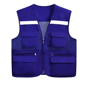 2022 Best Sleeveless V neck Fishing Professional Photography Vest multi-pocket reflective vest life vest