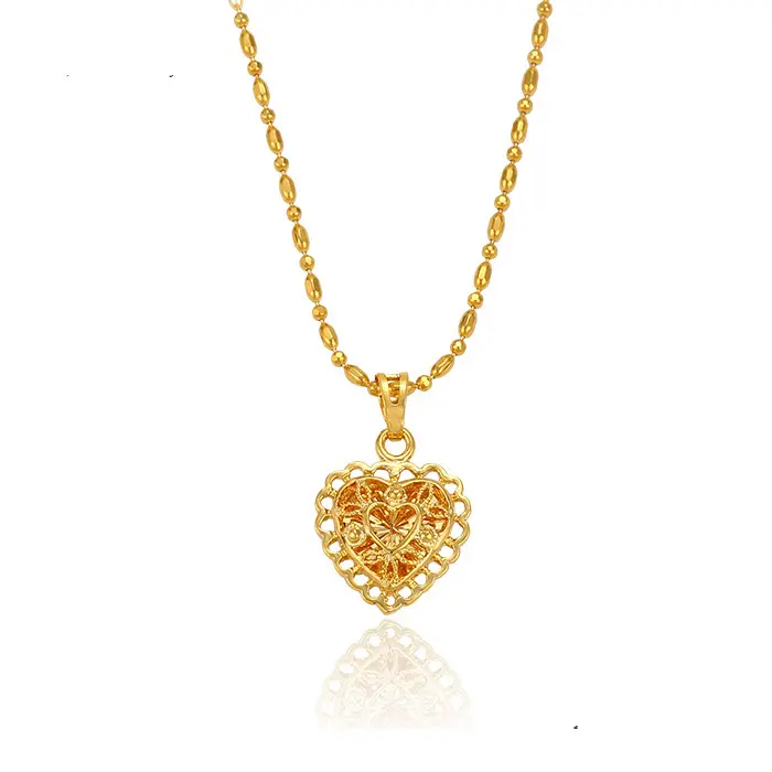32188 xuping joyería de moda colgantes de mujer para collar venta al por mayor hermoso colgante de corazón de encaje de oro de 24K