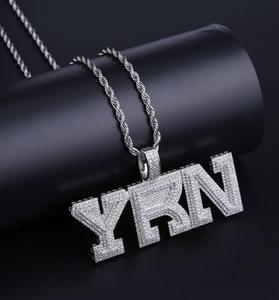 Collier pour homme avec pendentif lettre <span class=keywords><strong>YRN</strong></span> en zircon glacé, style hip-hop Migos, tendance - Product Image 5