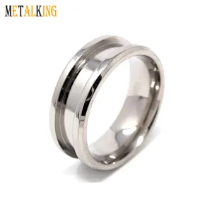 Polished Titanium Inlay Ring Blank Core Ring Blank 6mm Wide 3mm Channel Making Inlay Wood/Truqoise/Opal/Antler Working Ring