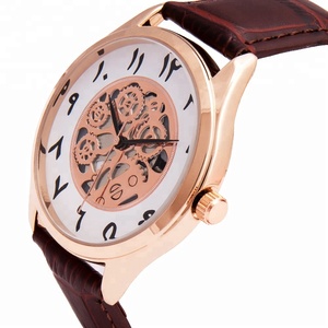 <span class=keywords><strong>Montre</strong></span> classique en cuir bon marché en gros, squelette personnalisé, <span class=keywords><strong>montre</strong></span> à chiffres arabes sans tactile pour femmes - Product Image 4