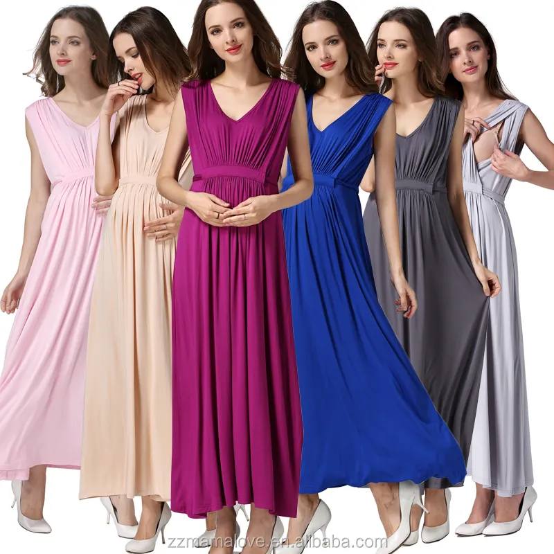 Pregnancy Dress Elegent Europe Maternity Maxi Dress Cool and Soft Fabric Factory Direct