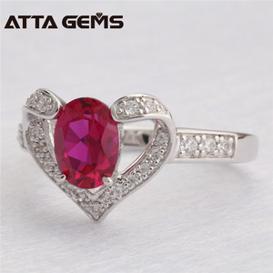 Đám Cưới Tạo Ra Ruby Nhẫn Người Phụ Nữ Hình Trái Tim Mariage Bague Femme Argent 925 Nhẫn Bague Rubis - Product Image 2