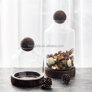 Terrarium Glass Dome Cloche mit Holz sockel schmücken eine schöne Kuppel Luft pflanze Glas birne Miniatur - Product Image 4