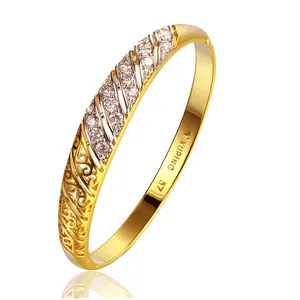 Xuping Perhiasan Wanita Desain Baru 24 Karat, Gelang Zirkonia Kubik Berlapis Emas Kuningan