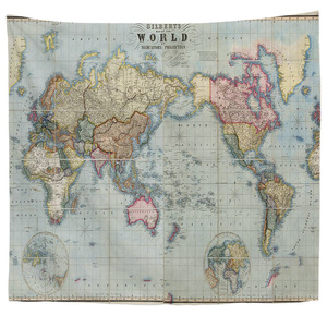 Stampa personalizzata <span class=keywords><strong>Vintage</strong></span> mappa del mondo <span class=keywords><strong>arazzo</strong></span> per pittura a muro decorazione per interni - Product Image 4