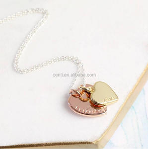 Collana con Ciondolo a Doppio Cuore Personalizzata con Messaggio Inciso, Nome o Iniziali Personalizzabili, in Acciaio Inossidabile - Product Image 5