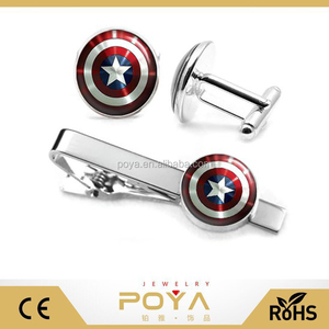 POYA Gioielli Captain America Gemelli e Cravatta Clip di Supereroi Festa di Nozze e Groomsmen Regalo - Product Image 1