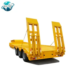 Heavy Duty อุปกรณ์ขนส่ง Bulldozer Trailer Lowbed Truck Semi-Trailer Tri-axle GOOSENECK Lowbed Semi Trailer สำหรับขาย