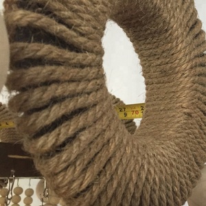 Grande suspension ronde industrielle vintage en corde de chanvre, style loft rétro, avec perles en bois, pour projets hôteliers - Product Image 6