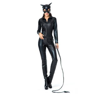 Costume cosplay di halloween con cerniera in lattice/<span class=keywords><strong>Catwoman</strong></span> nero - Product Image 2