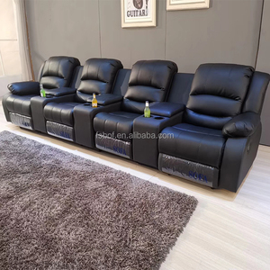 Juego de sofás reclinables para cine en casa, sillón Seccional de 4 asientos de cuero genuino, asientos de amor - Product Image 1