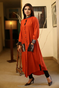 Long Shirt with Double Pocket Fancy Net <strong>Kurti</strong> Designs for <strong>Women</strong> Fashion Designer Kurta HSD7969