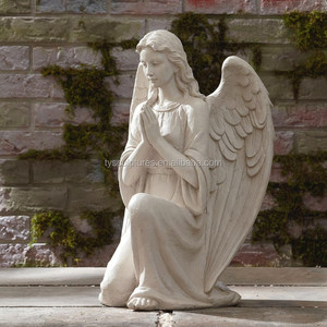 Statue d'ange gardien pleureur à genoux en pierre grandeur nature pour intérieur, vente en gros - Product Image 3