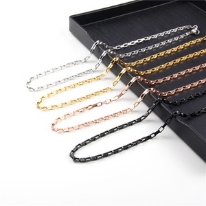 Collar <span class=keywords><strong>de</strong></span> acero inoxidable cuboide rectangular grande, joyería barata a granel - Product Image 2