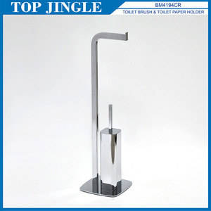 Fancy Square-round Shape Metal Toilet Brush Holder Set - Product Image 6