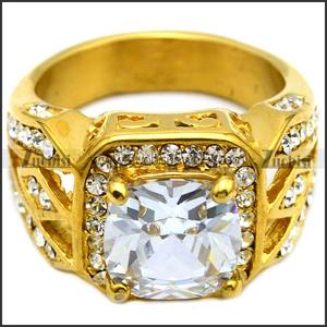 18K Goud Hoge Kwaliteit Fashion Diamanten Ringen Prijs In Pakistan Roestvrij Staal Grote Edelsteen Ring - Product Image 2