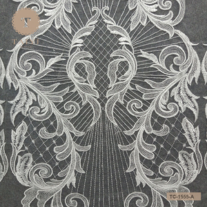 Alibaba Luxurious Feather Decoration China Import <strong>Fancy</strong> <strong>Lace</strong> Fabric for Wedding Dress - Product Image 3