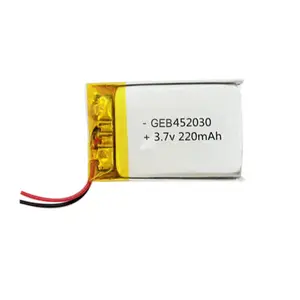 li-ion 3.7v 220mah 452030 rechargeable lithium polymer battery