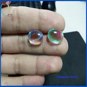 China Manufacturer Flat Back Oval Rainbow Glass Cabochon Wholesale