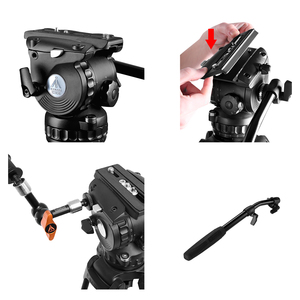 Trípode de <span class=keywords><strong>Video</strong></span> de Aluminio E-IMAGE EG06A2 de 75 mm con Cabezal Fluido Compacto GH06, Patas Dobles y Separador Central Ajustable, Gran Venta - Product Image 4