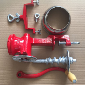 Molino Manual de Hierro Fundido Pequeño con Revestimiento de Plástico Rojo para Moler Maíz y Granos - Product Image 6