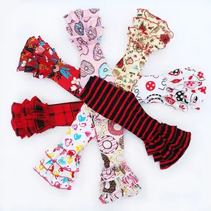 2019 wholesale kids triple ruffle baby girls leggings pants