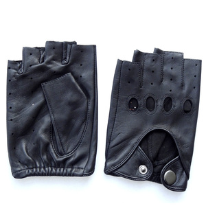 Custom Fashion High Quality Half Finger Women Black Goat Skin Lambskin Drive Car Driving Men Sheepskin Leather <strong>Gloves</strong> <strong>Fingerless</strong> - Product Image 3