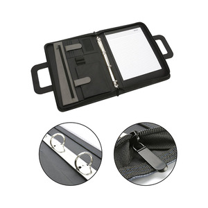 Alta calidad pu cuero cartera de negocios para el <span class=keywords><strong>hombre</strong></span> documento carpeta A4 cremallera cuero maletín con asa - Product Image 6