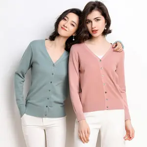 Custom Women Thin Knit Long Sleeve Sweater V Neck <strong>Spring</strong> Autumn <strong>Cardigan</strong> - Product Image 1