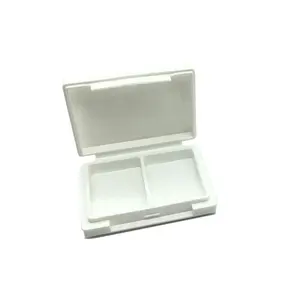 Торговая гарантия, пластиковая пустая белая палитра теней для век с двумя отделениями/коробка для румян