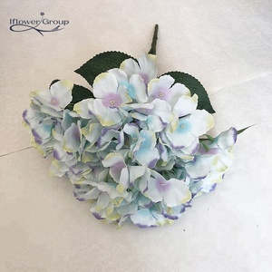 Artificial 5 cabezas hydrangea bouquet marfil hortensias seda flores - Product Image 3