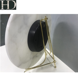 Quartz Wall <strong>Clock</strong> with Needle Display Natural <strong>White</strong> Marble for Living Room Decor - Product Image 5