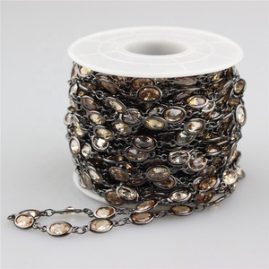 CH-D19 caldo champagne <span class=keywords><strong>rosario</strong></span> catene, vendita calda cz perline con filo arrotolato <span class=keywords><strong>rosario</strong></span> <span class=keywords><strong>catena</strong></span>, <span class=keywords><strong>catena</strong></span> a maglie gioielli che fanno all'ingrosso - Product Image 3
