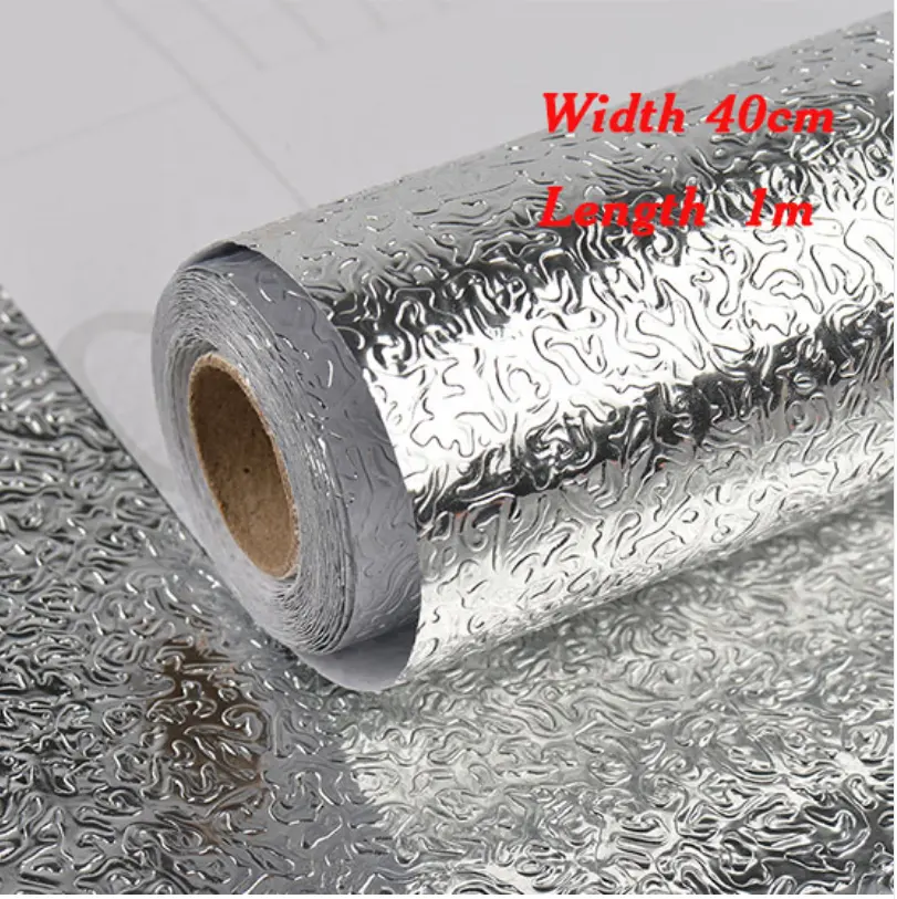 FY Kitchen fashion Wall Stove Aluminum Foil Oil-proof Stickers Anti-fouling Self-adhesive Croppable Wallpaper Wall Sticker